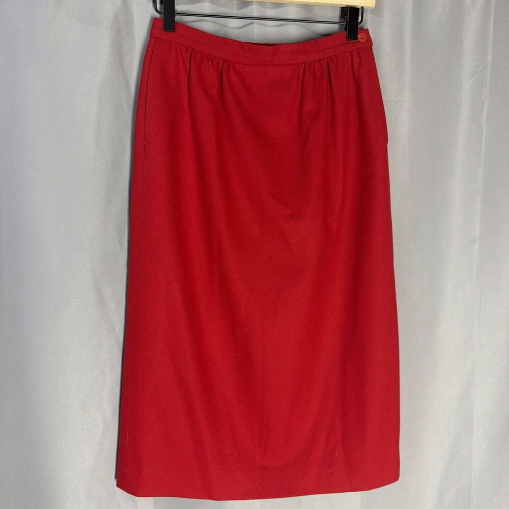 VINTAGE Pendleton Red 100% Virgin Wool Skirt Sz 6 Pockets, Prep, Old School